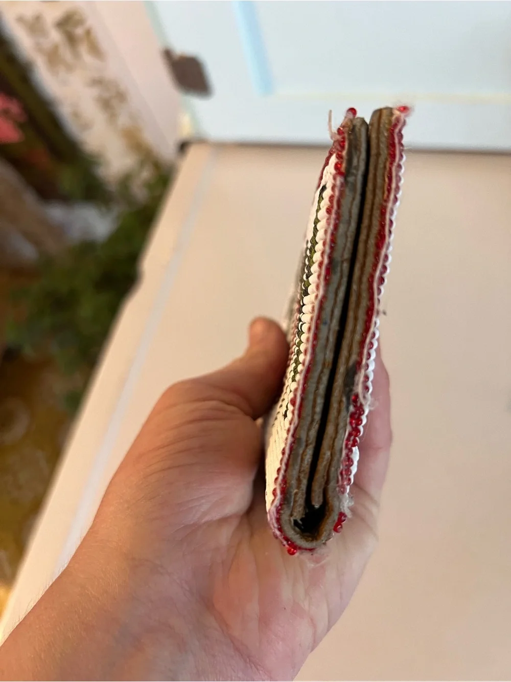 Rose Beaded Leather Vintage Check Book Cover
